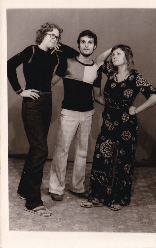 Michael with fellow Peace Corps Volunteers Sheryl and Marie-Therese in Chad 1978. A typical Chadian pose where not everyone looks into the camera.