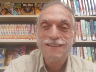 At Florida library in 2023 doing research for more writing.